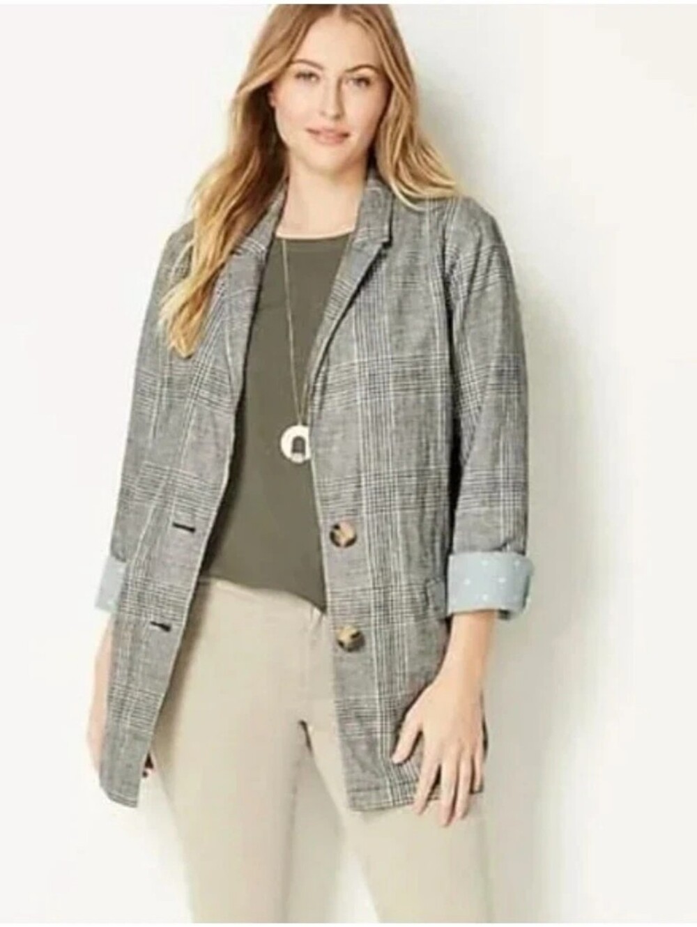 J. Jill Gray Plaid Relaxed Blazer